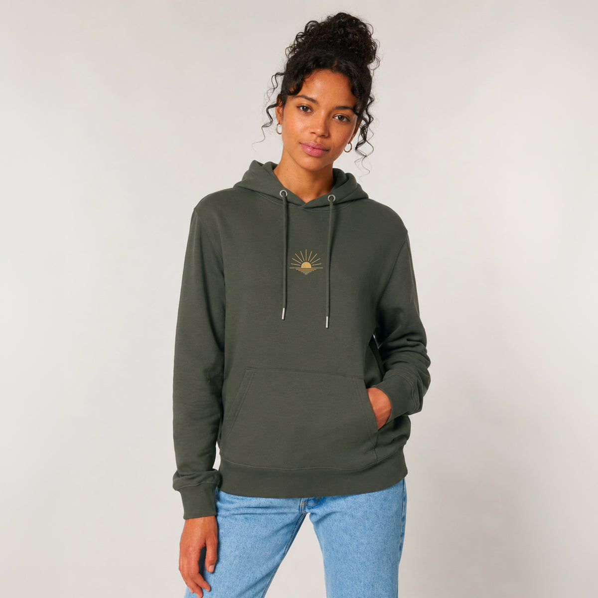 Less Noise More You Everyday Hoodie Olive Model