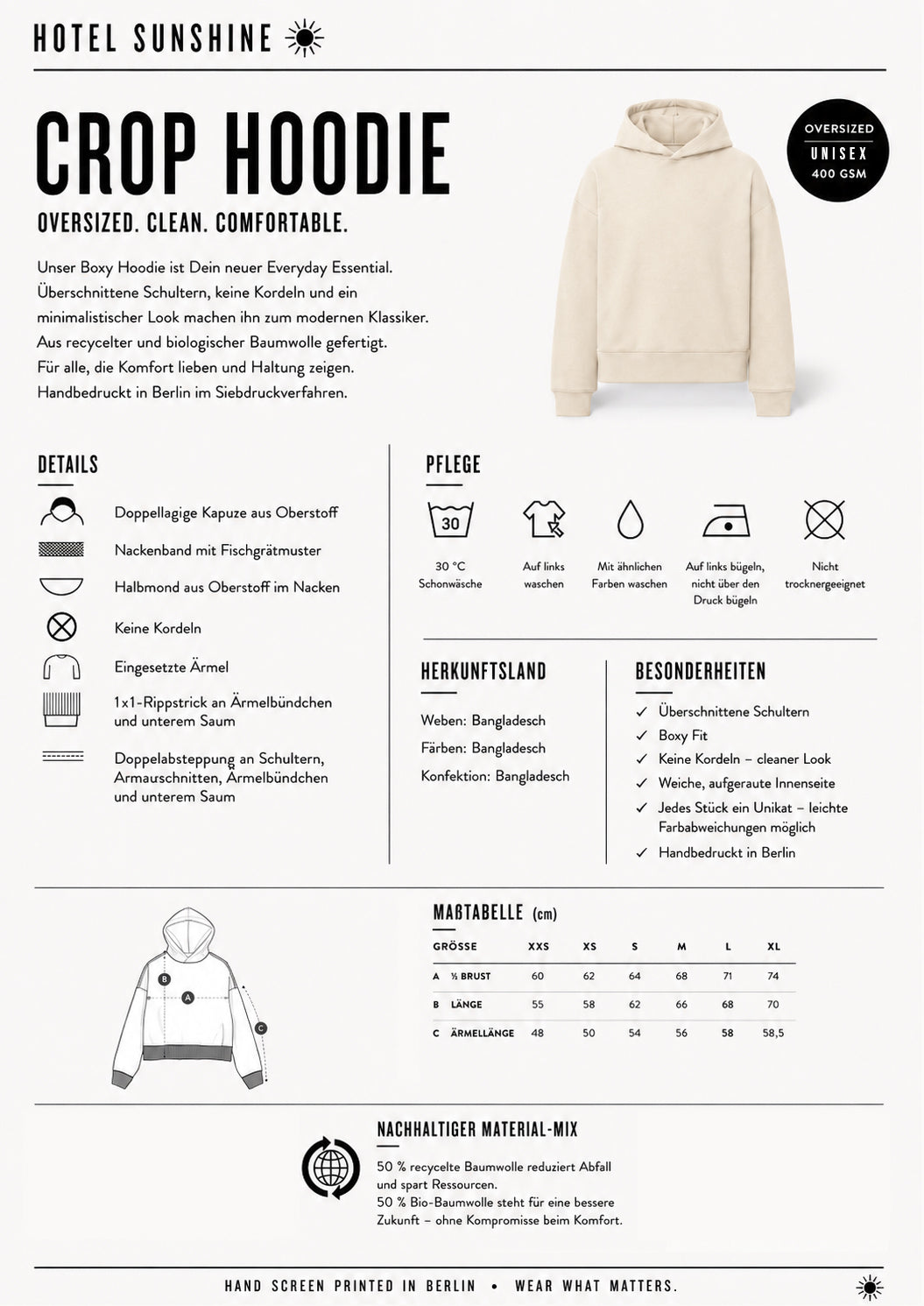 Less Noise More You · Crop Hoodie (Unisex)