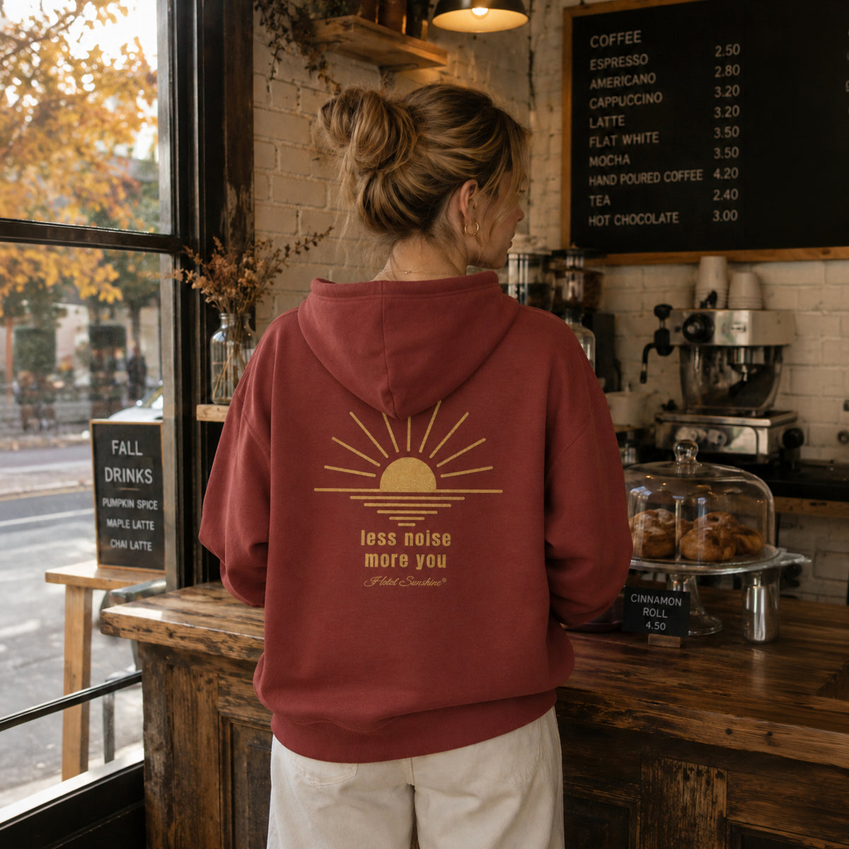 Less Noise More You Everyday Hoodie Earthred Model