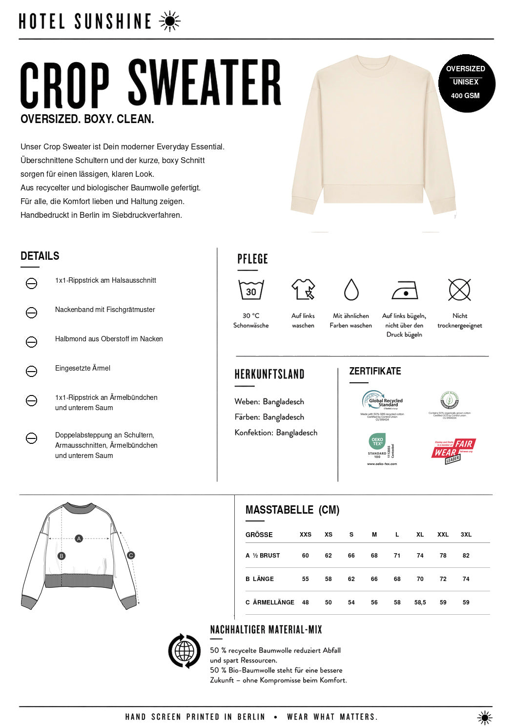 Less Noise More You · Crop Sweater (Unisex)